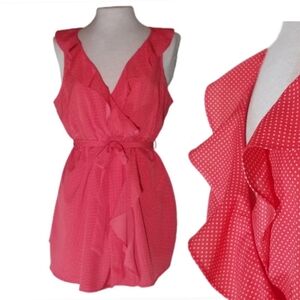 Motherhood Dress Faux Wrap Maternity Polka Dot Red Mini Size L